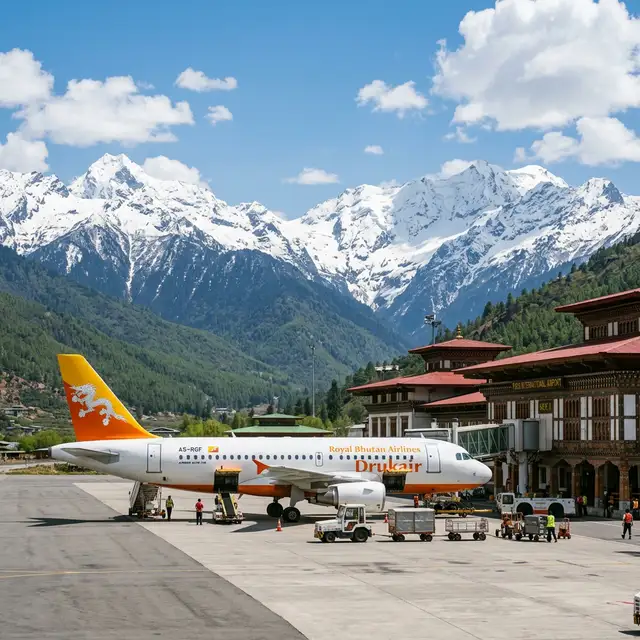 เครื่องบิน Drukair ที่สนามบินพาโร